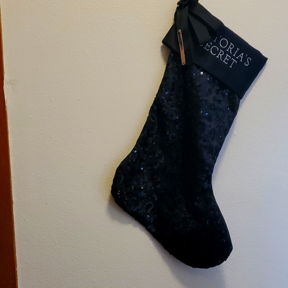 Victoria's Secret black sequined Christmas stocking